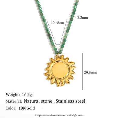 1 paire de colliers à pendentif classiques en acier inoxydable pour femme, série Simple, motif soleil/lune h5 