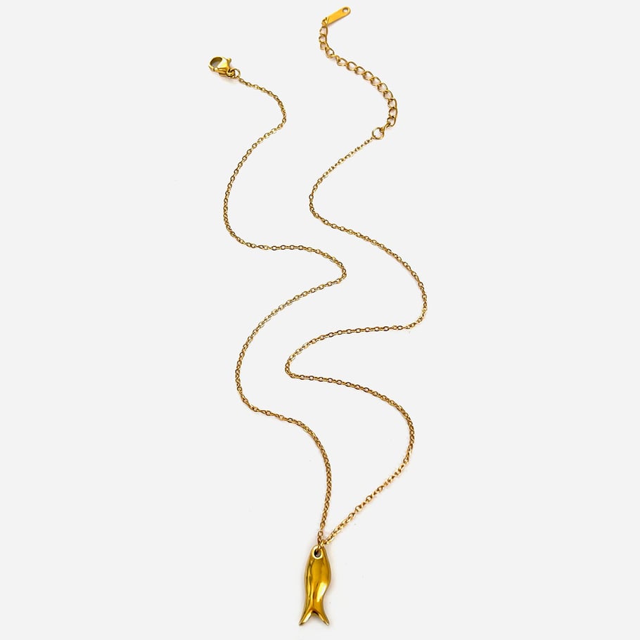 1 stuk vis roestvrij staal goudkleurige hanger ketting 
