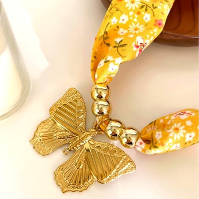 Collana con ciondolo a forma di farfalla in acciaio inossidabile color oro, 1 pezzo h5 Immagine3