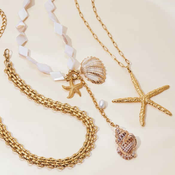 1 Piece Designable Series Vacation Shell Stainless Steel Gold Color Women's Pendant Necklaces