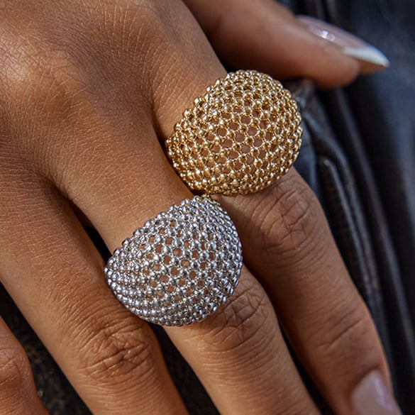 1 Piece Personality Geometric Stainless Steel Gold Color Statement Rings 2