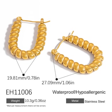 1 Pair Stainless Steel Gold Color Hoop Earrings h5 Picture2