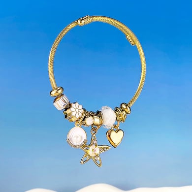 1 Stück Zarte Stern-Armbänder aus Edelstahl in Goldfarbe für Damen h5 Bild3