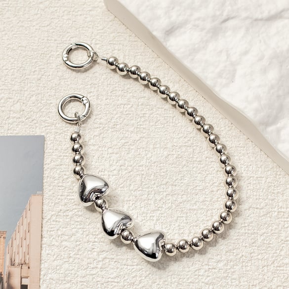 1 Piece Modern Series Silver Beads Aluminum Phone Strap 2