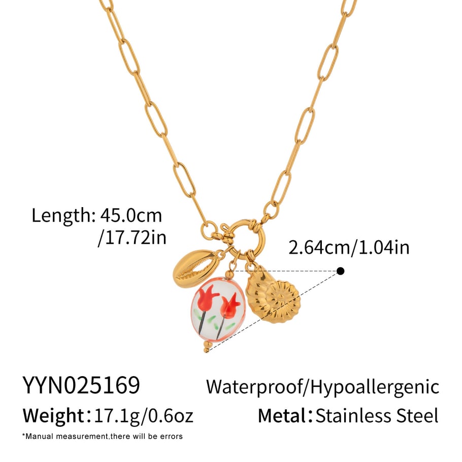 1 Piece Romantic Flower Stainless Steel  Gold Color Pendant Necklace 