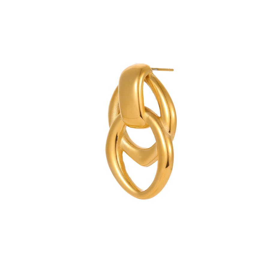 Simple Series Daily Geometric Stainless Steel Gold Color Women's Hoop Earrings h5Picture5