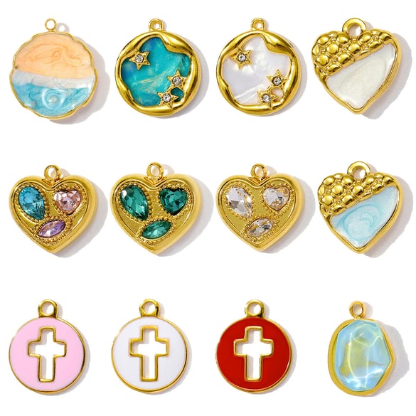 1 Piece Classic Series DIY Cross Stainless Steel Gold Color Women's Pendants 2