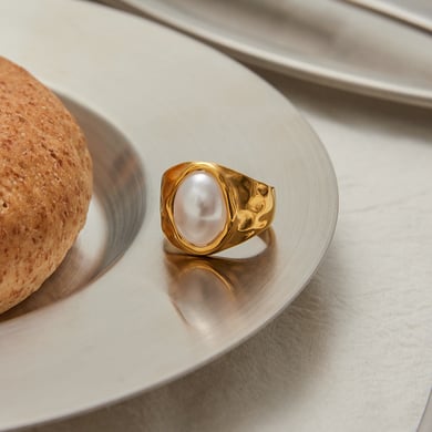 1 Stück Retro Geometrischer Edelstahl Goldfarben Statement Ringe h5 Bild2