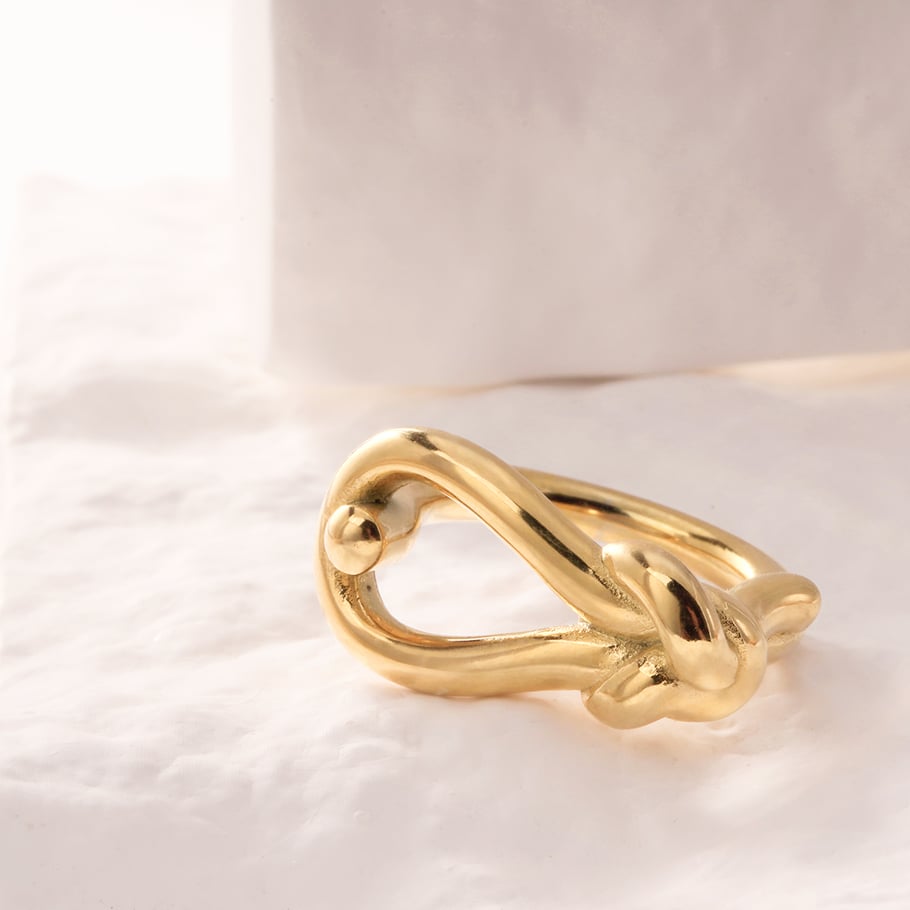 Bague minimaliste en acier inoxydable couleur or, série Simple, style décontracté et torsadé, 1 pièce Image5