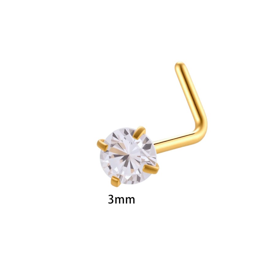 1 Piece Fashionable Heart Stainless Steel Gold Color Zircon Women's Nose Stud Picture2