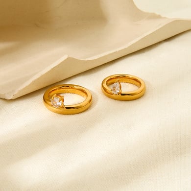 Anello da donna in acciaio inossidabile a forma di goccia semplice h5 Immagine3