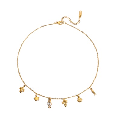 Collier avec pendentif coquillage en acier inoxydable doré pour femme, 1 pièce h5 