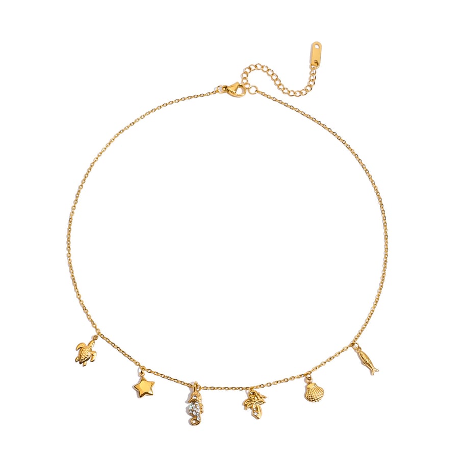 Collier avec pendentif coquillage en acier inoxydable doré pour femme, 1 pièce 