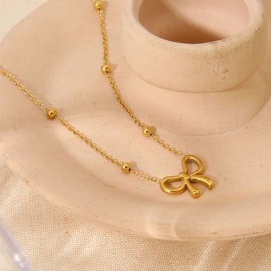 Colliers pendentifs pour femmes en acier inoxydable avec nœud papillon doux, série romantique h5 Image3