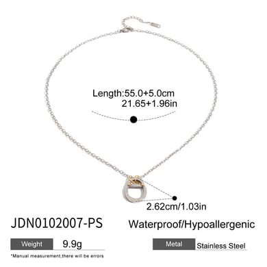 1 Piece High-end Oval Stainless Steel Gold Color Women's Pendant Necklaces h5 