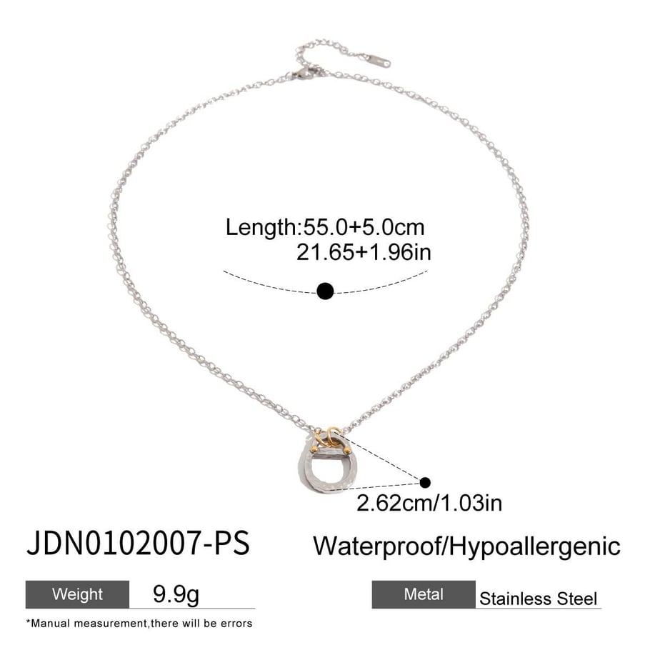 1 Piece High-end Oval Stainless Steel Gold Color Women's Pendant Necklaces 