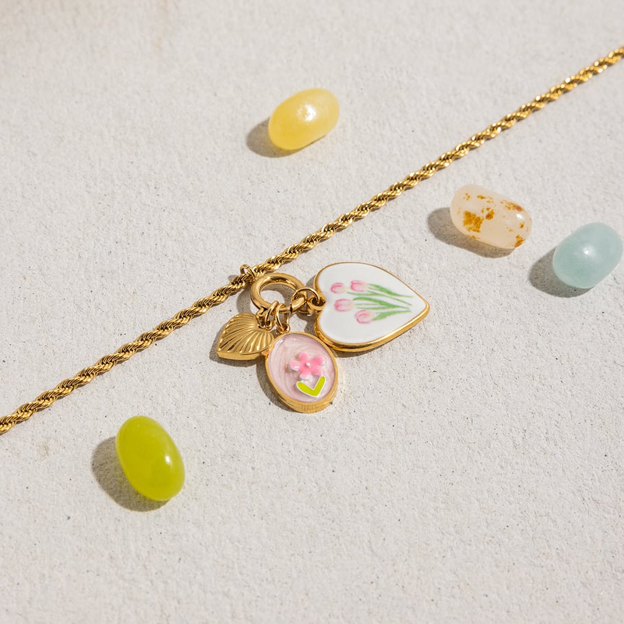 1 Piece Paint Heart Stainless Steel Gold Color Women's Pendant Necklaces Picture6