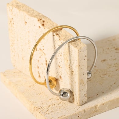 1 Piece Simple Stainless Steel Gold Color Bangle h5 Picture3