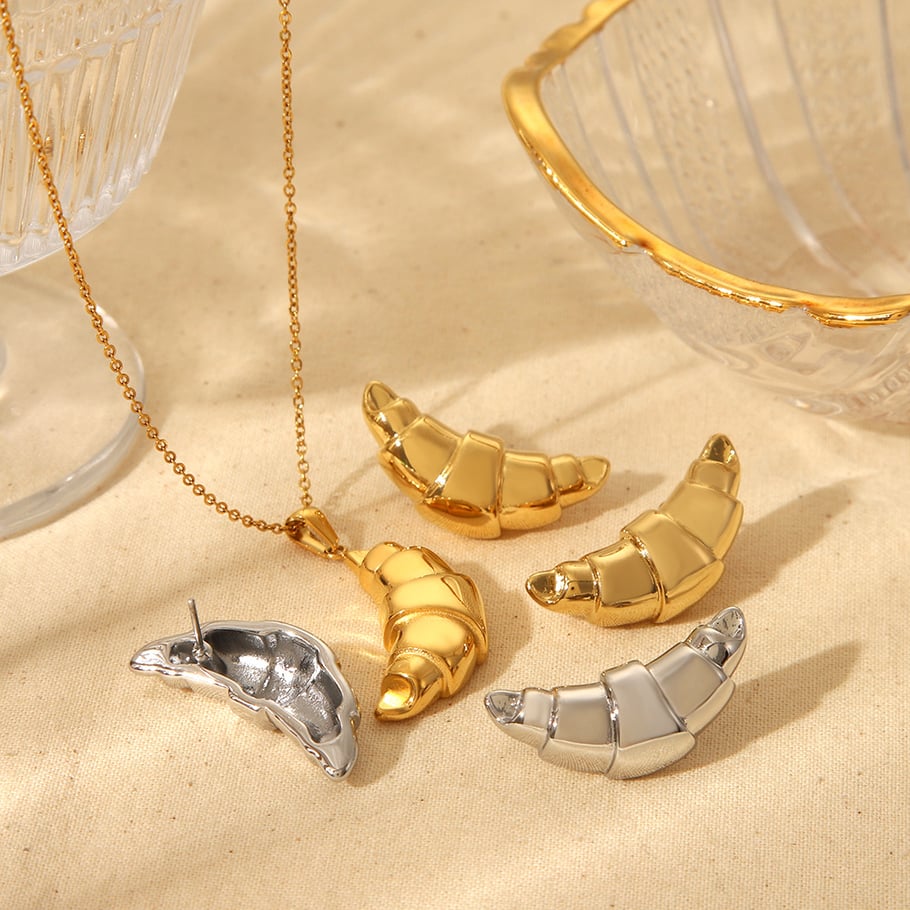 Collares colgantes de acero inoxidable dorados con diseño geométrico retro para mujer Imagen3