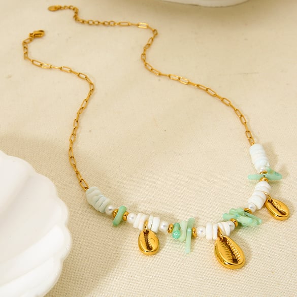 1 Piece Shell Stainless Steel Gold Color Pendant Necklace