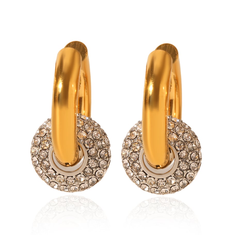 Simple Series Daily Geometric Stainless Steel  Zircon Women's Drop Earrings 