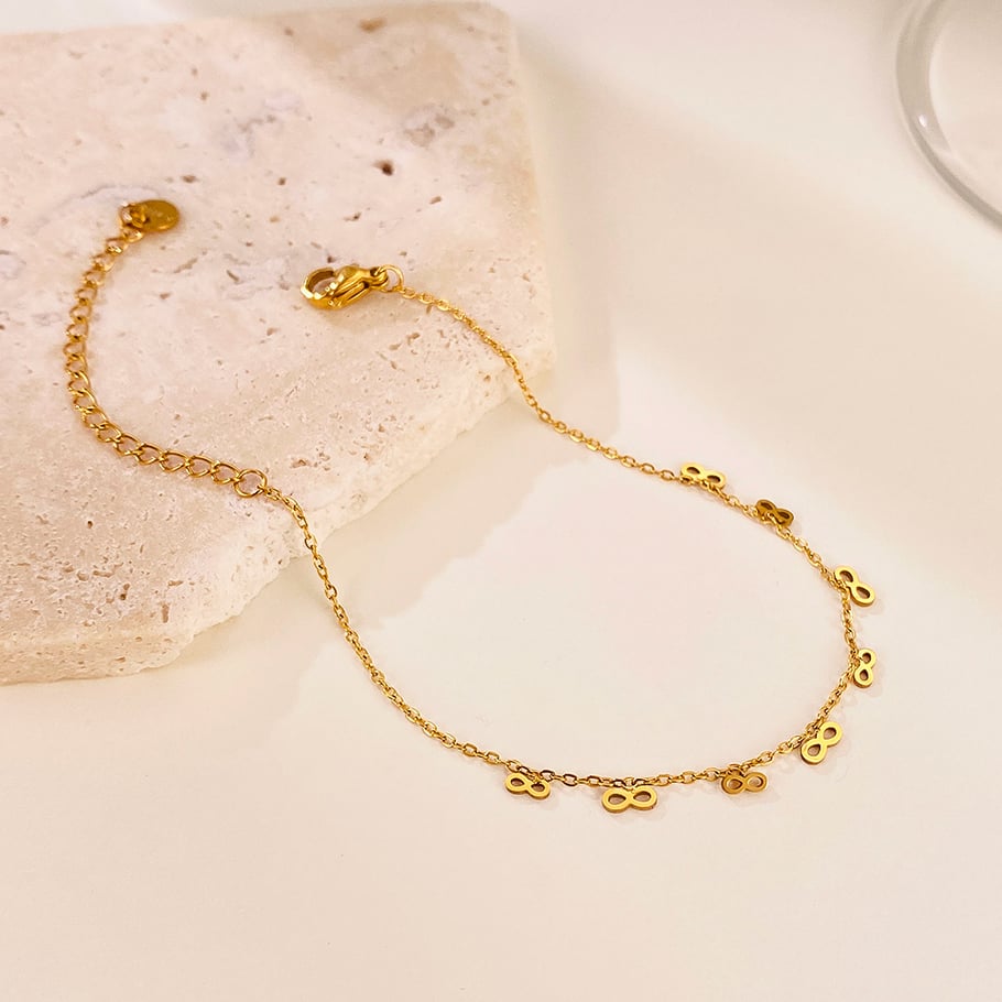 1 Stück gestaltbare Unendlichkeitssymbol-Edelstahl-Kettenarmbänder in Goldfarbe für Damen Bild7