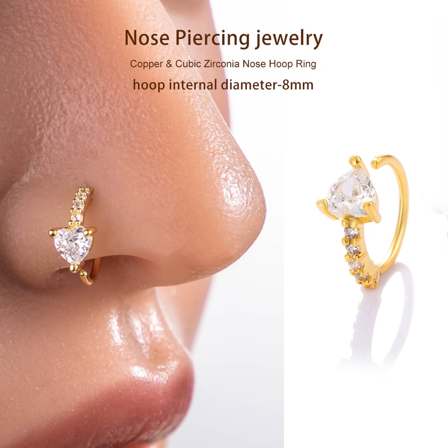 1 piercing para la nariz con circonita color cobre y dorado. Imagen4