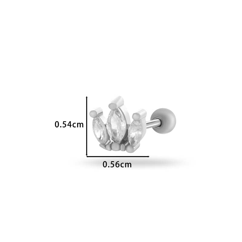 1 Adet Bakır Altın Rengi Zirkonyum Piercing Küpe Resim2