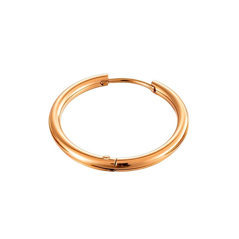 1 Piece Classic Circle Stainless Steel Gold Color Women's Hoop Earrings 