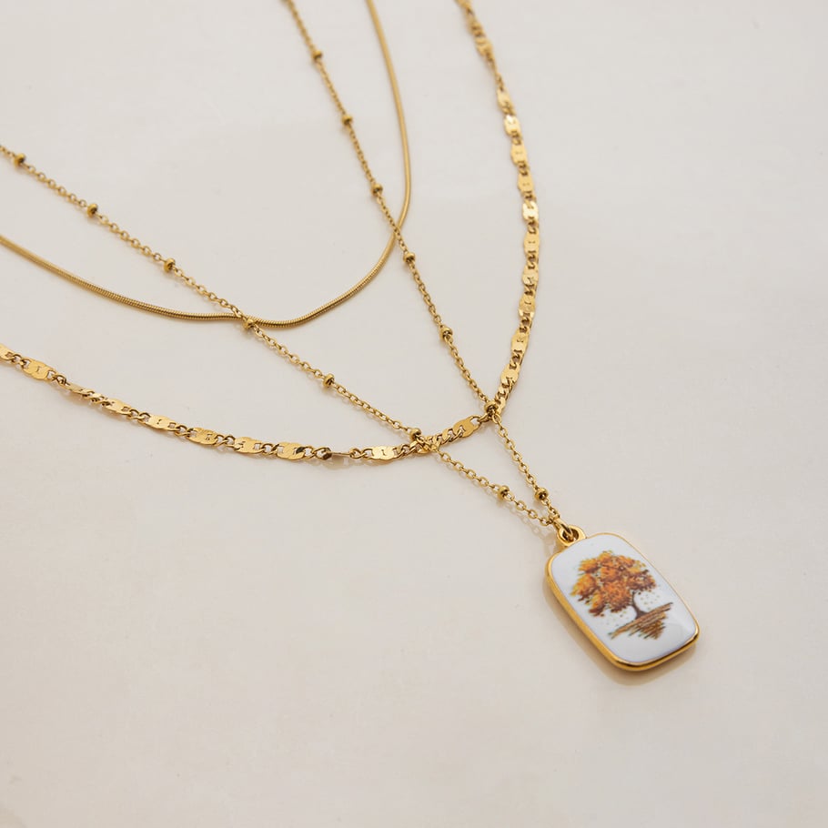 1 Piece Retro Tree Stainless Steel Gold Color Women's Pendant Necklaces Picture5