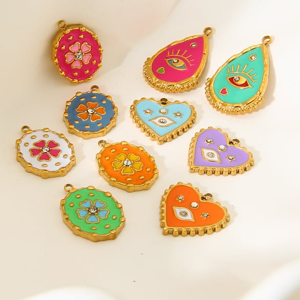 1 Pair Ethnic Series Retro Eye Stainless Steel   Gold Color  Pendants 2