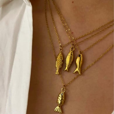 1 stuk vis roestvrij staal goudkleurige hanger ketting h5 Afbeelding3