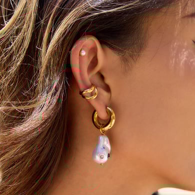 1 paire de boucles d&#39;oreilles pendantes asymétriques colorées en acier inoxydable couleur or pour femme h5 Image4