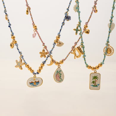 1 Piece Stylish Coconut Tree Stainless Steel Gold Color Women's Pendant Necklaces h5 Picture5