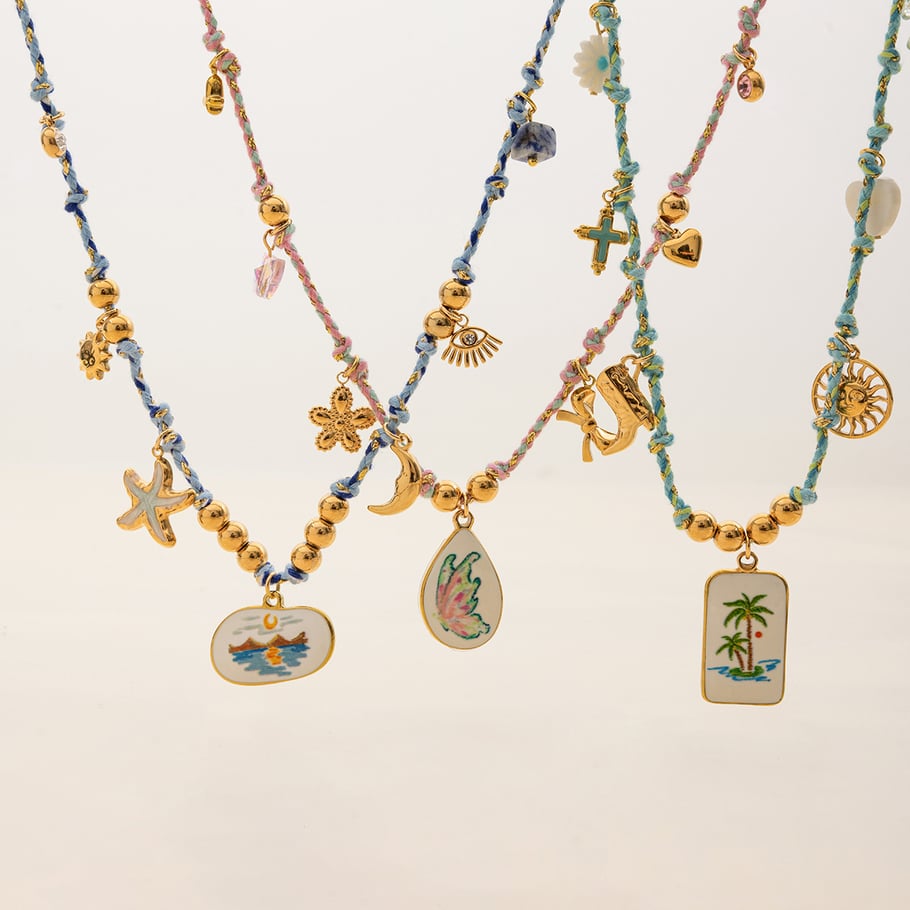 1 Piece Stylish Coconut Tree Stainless Steel Gold Color Women's Pendant Necklaces Picture5