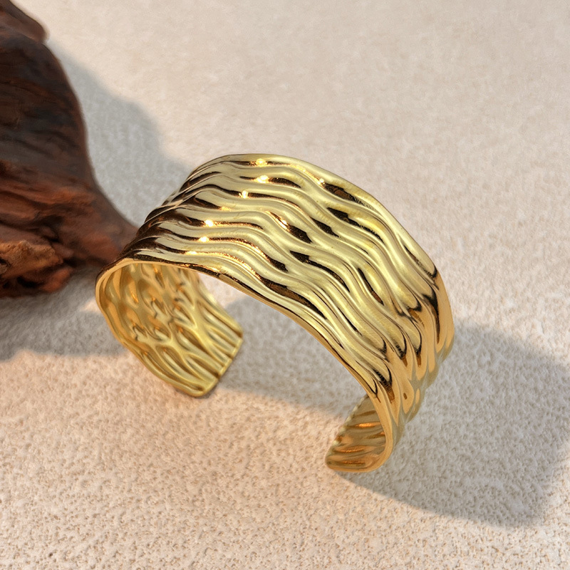 Bracelet manchette en acier inoxydable couleur or 1 pièce 