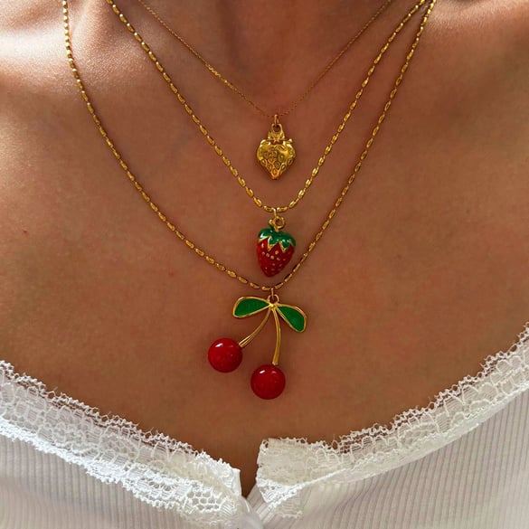 1 Piece Fruit Stainless Steel Gold Color Pendant Necklace