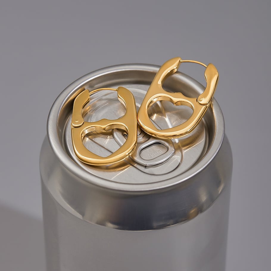 1 paio di orecchini a cerchio da donna in acciaio inossidabile color oro di alta qualità Immagine5