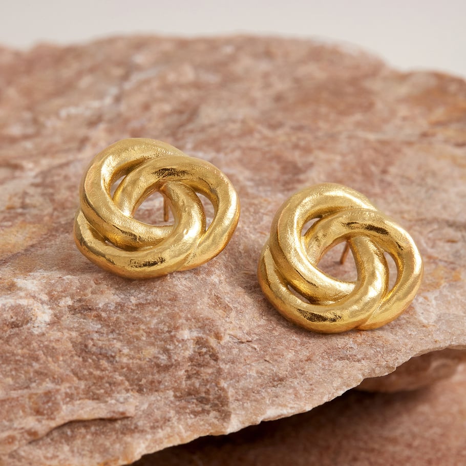 1 paire de boucles d&#39;oreilles à tige classiques torsadées en acier inoxydable couleur or pour femme Image6