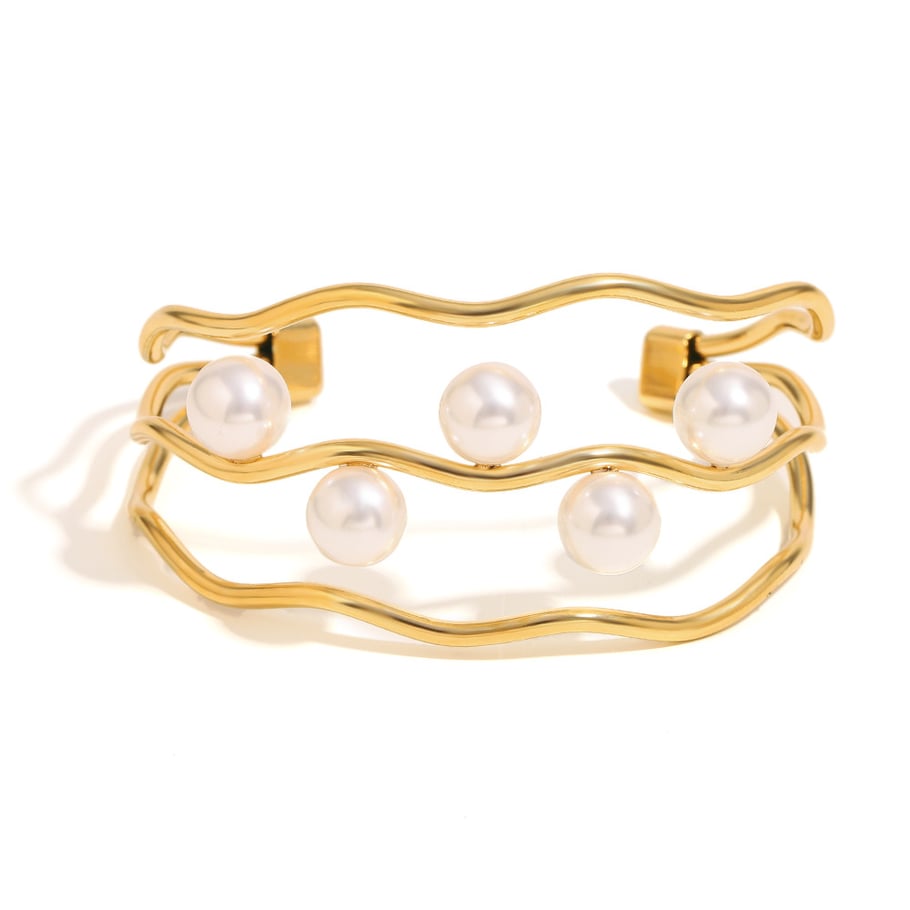 1 par de pulseras de acero inoxidable de color sólido elegantes de serie simple para mujer 
