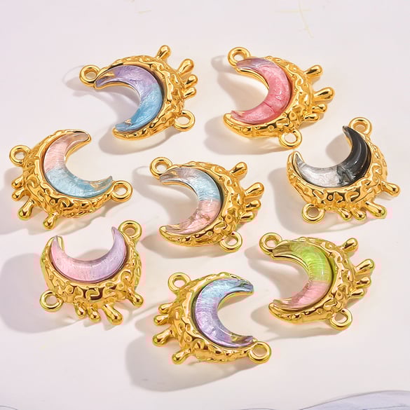 1 Piece DIY Moon Stainless Steel Women's Pendants 2