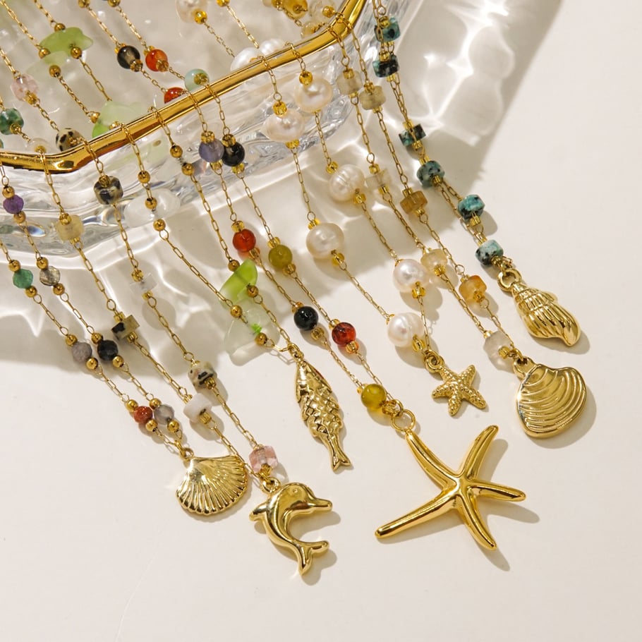 Collares de cuentas elegantes de acero inoxidable para mujer de la serie romántica Imagen2