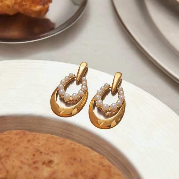 1 Pair Classic Series Retro Droplet Stainless Steel Gold Color Women's Drop Earrings