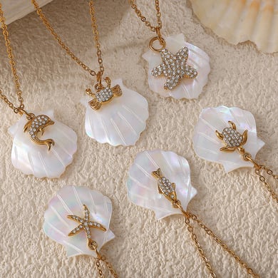 1 Piece Sea Shells Gold Color Pendant Necklace h5 Picture3