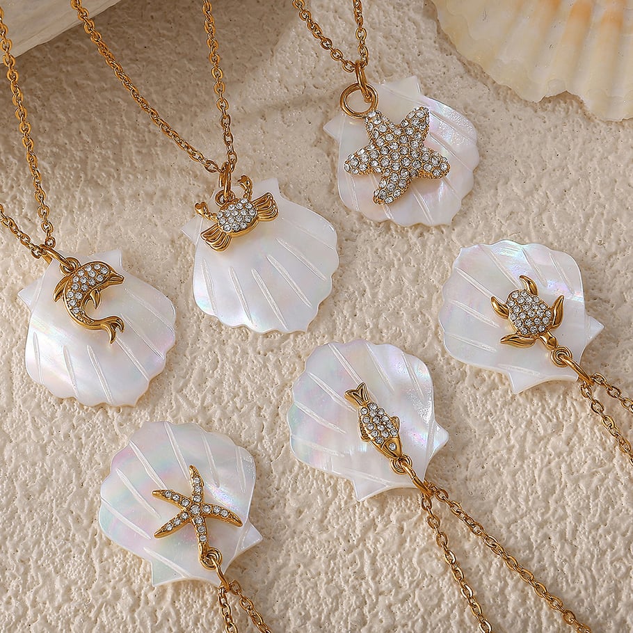 1 Piece Sea Shells Gold Color Pendant Necklace Picture3