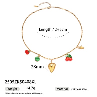 Collier avec pendentif en forme de fruit, simple et mignon, en acier inoxydable, couleur or, 1 pièce h5 