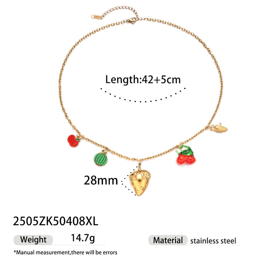 Collier avec pendentif en forme de fruit, simple et mignon, en acier inoxydable, couleur or, 1 pièce 
