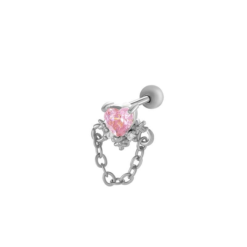 Pendientes de mariposa de acero y titanio con circonitas para mujer (1 unidad) 