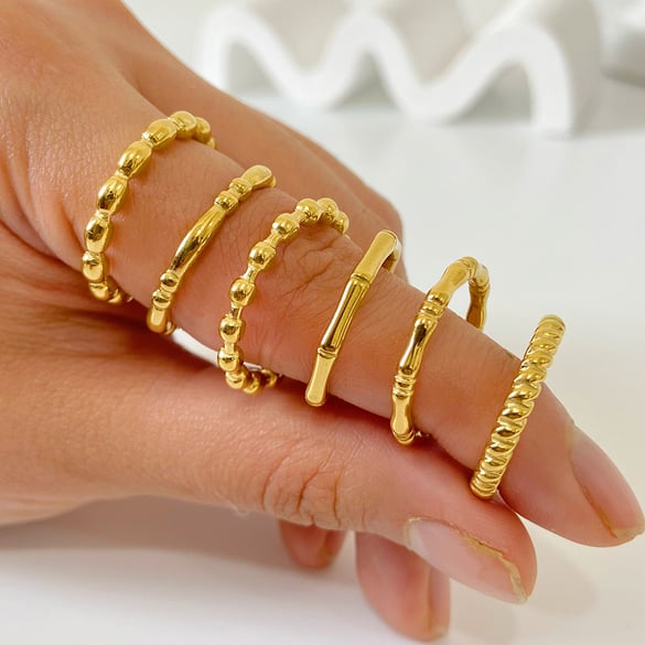 1 Piece Stainless Steel Gold Color Minimalist Ring