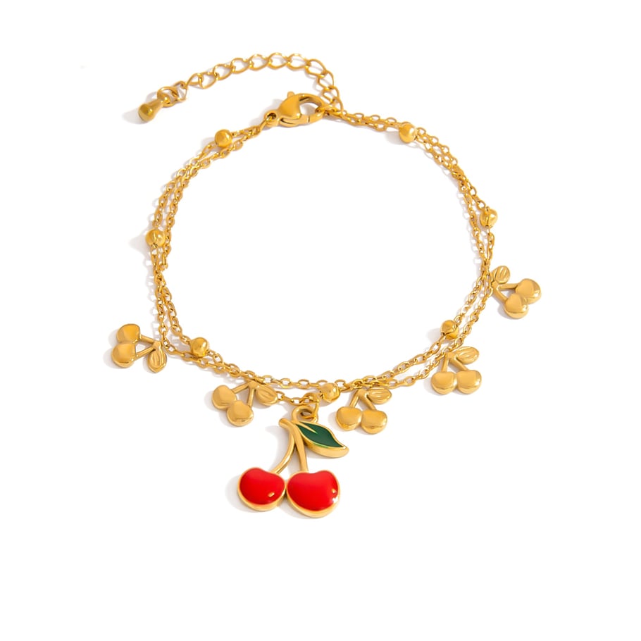 1 Piece Cherry Stainless Steel Gold Color Charm Bracelet 